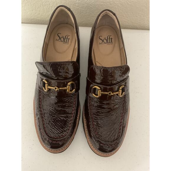Sofft Prewitt Horsebit Loafer Patent Leather Bergundy W 8.5M - Picture 1 of 10